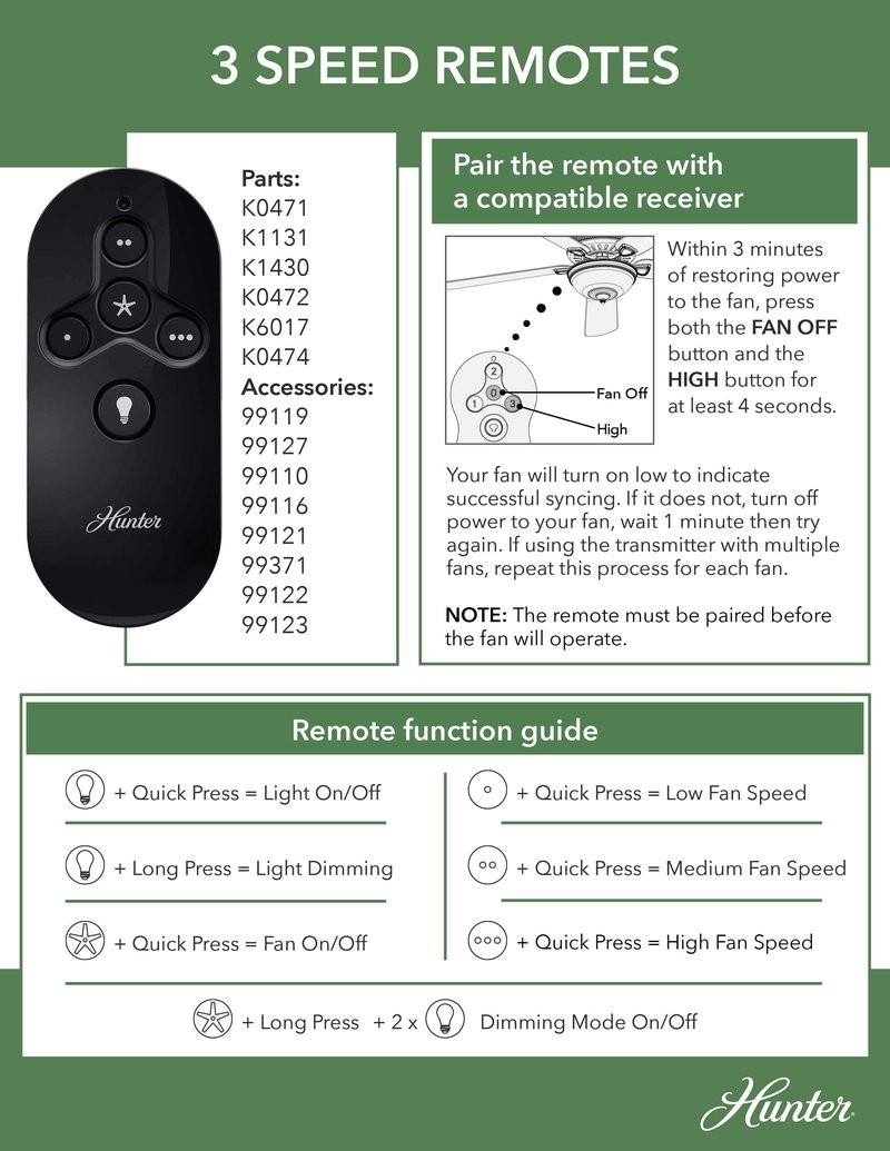 How To Set Fan Speed Using Hunter Ceiling Fan Remote